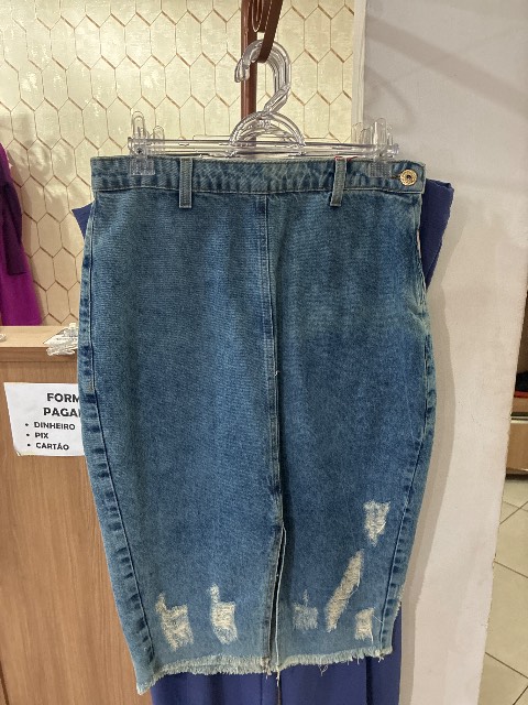 Saia jeans fecho lateral