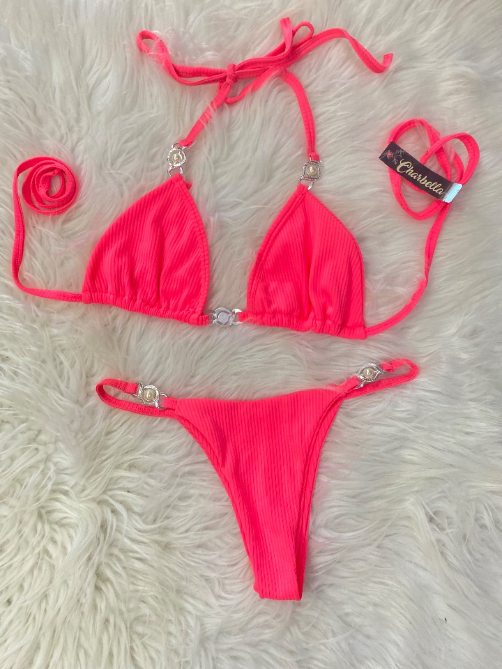 BIQUINE CORT. FLORESCENTE ROSA  e Amarelo