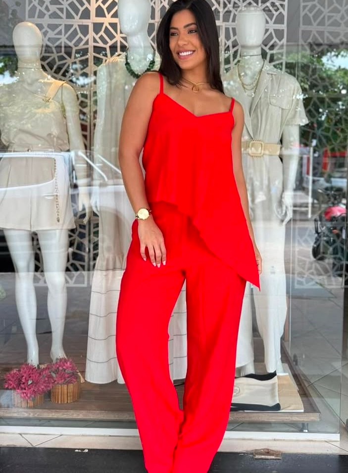 Conjunto calça e blusa assimétrico