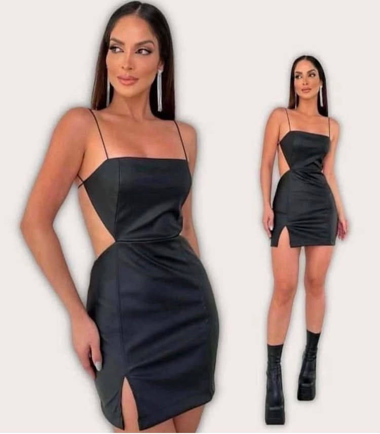 VESTIDO CURTO COURO COSTA NUA